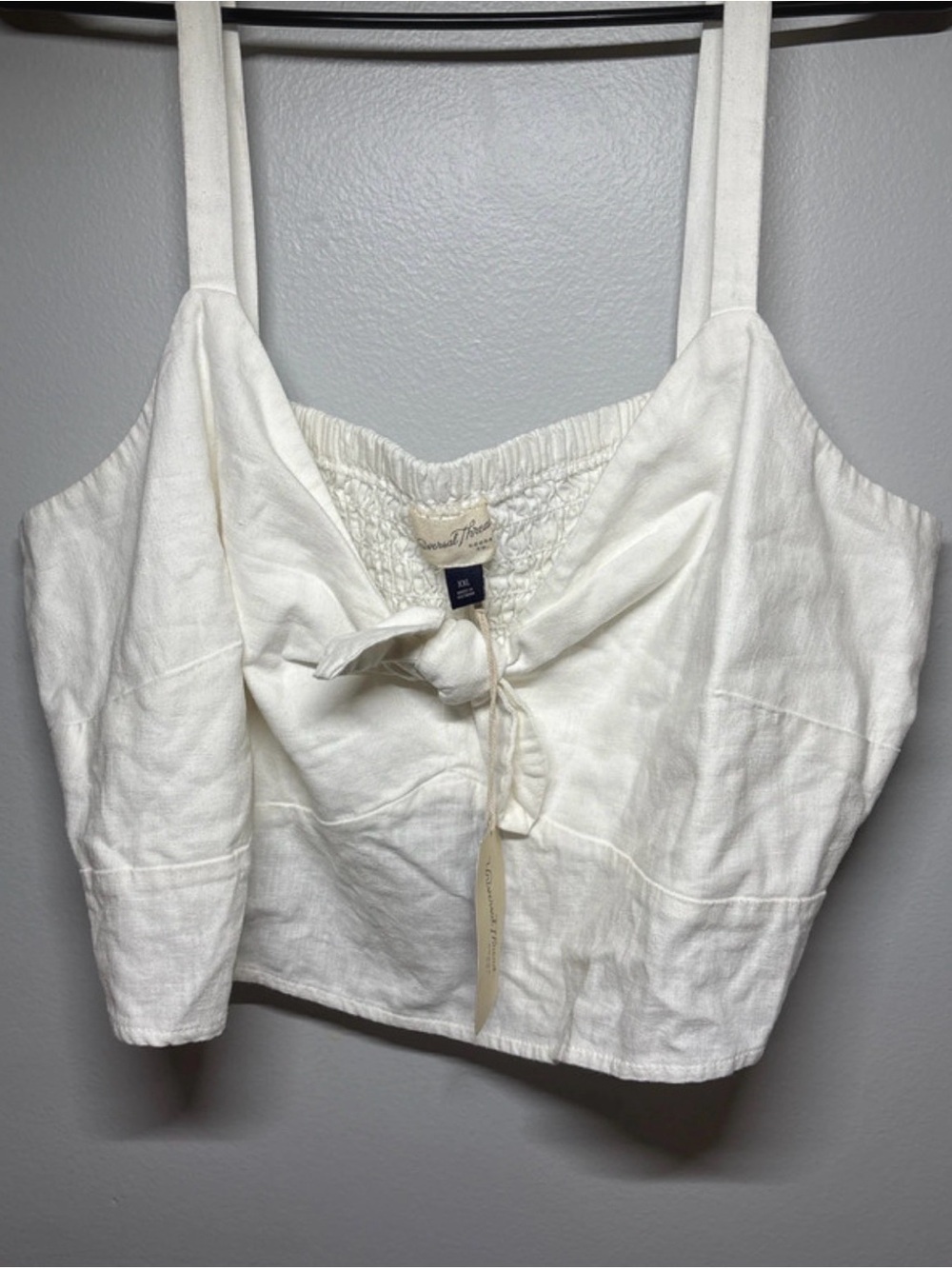 Women’s XXL White Tie-Front Cropped Tank Top NWT
